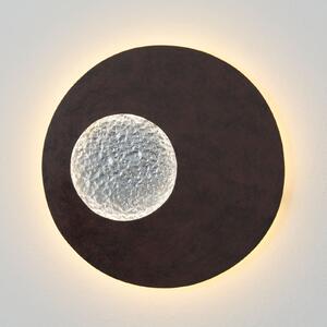 Holländer Aplică perete LED Luina, Ø40cm, interior argintiu, reglabil, Negru, Camera de zi / sufragerie, Metal, Modern