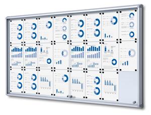 Vitrina de informatii interioare cu usi glisante 24 x A4 - spate tabla, aluminiu