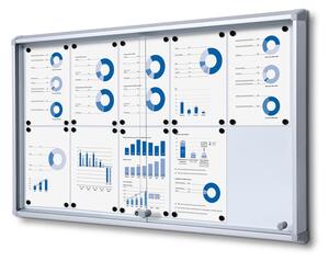Vitrina de informatii interioare cu usi glisante 10 x A4 - spate tabla, aluminiu