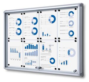 Vitrina de informatii interioare cu usi glisante 8 x A4 - spate tabla, aluminiu