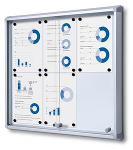 Vitrina de informatii interioare cu usi glisante 6 x A4 - spate tabla, aluminiu