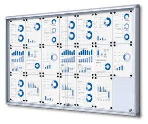 Vitrina de informatii interioare cu usi glisante 21 x A4 - spate tabla, aluminiu