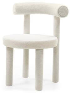 Scaun dining, alb, din stofa boucle, Pedro