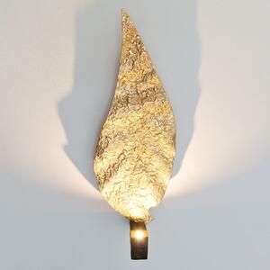 Holländer Aplică de perete LED Gamba formă frunză, reglabil, Auriu / Alamă, Camera de zi / sufragerie, Metal, Modern
