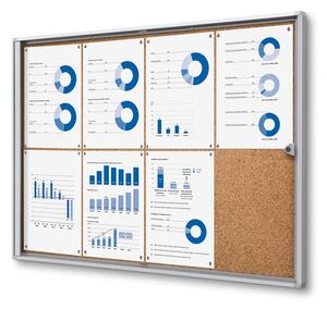 Vitrina informații interioare Economy 8 x A4 - spate plută, aluminiu