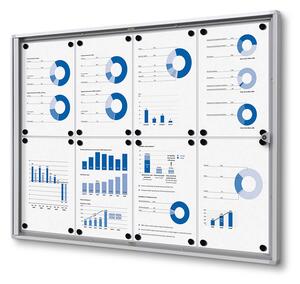 Vitrina informații interioare Economy 8 x A4 - spate din tablă, aluminiu