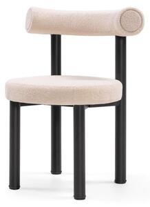 Scaun dining crem/negru din stofa boucle Pedro