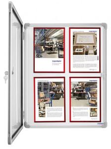 Vitrina informații interioare Magnetoplan 4 x A4 - magnetic, aluminiu