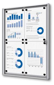 Vitrina informații interioare Economy 4 x A4 - spate din tablă, aluminiu