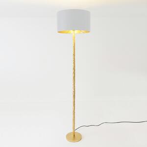 Holländer Lampă de podea Cancelliere Rotonda silk alb/auriu, Auriu / Alamă, Camera de zi / sufragerie, Țesătură / Textil, Design