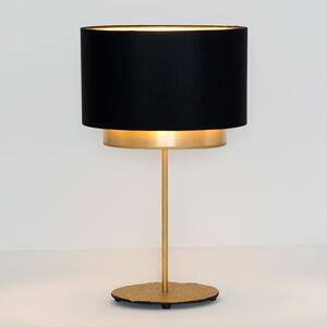 Holländer Lampă de masă Mattia, oval, dublă, negru/auriu, Negru, Camera de zi / sufragerie, Țesătură / Textil, Modern