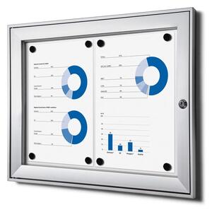 Vitrine interioare de informații cu încuietoare 2 x A4, aluminiu