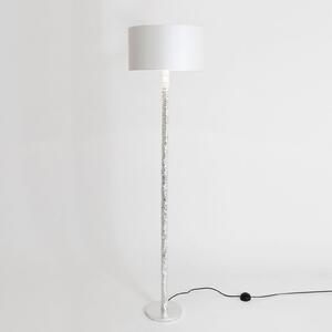 Holländer Lampă de podea Cancelliere Rotonda silk alb-argintiu, Metalic, Camera de zi / sufragerie, Țesătură / Textil, Design