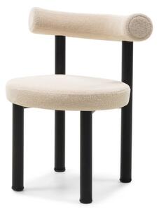 Scaun dining, bej/negru, din stofa boucle ,Pedro
