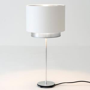 Holländer Lampă de masă Mattia, Perla silk alb/argintiu, Metalic, Camera de zi / sufragerie, Metal, Design