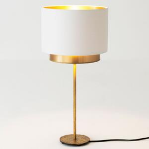 Holländer Lampă de masă Mattia, mătase Perla alb/auriu, Auriu / Alamă, Camera de zi / sufragerie, Metal, Design