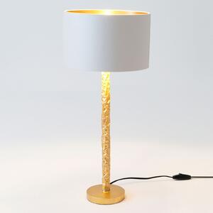Holländer Lampă de masă Cancelliere Rotonda alb/aur 57 cm, Auriu / Alamă, Camera de zi / sufragerie, Țesătură / Textil, Design