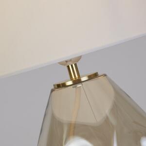 Searchlight Devon lampă de masă, alb/crem, înălțime 44,5 cm, textil/vidră, Alb, Camera de zi / sufragerie, Țesătură / Textil