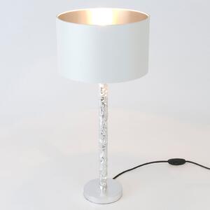 Holländer Lampă de masă Cancelliere Rotonda alb/argintiu 57 cm, Metalic, Camera de zi / sufragerie, Țesătură / Textil, Design