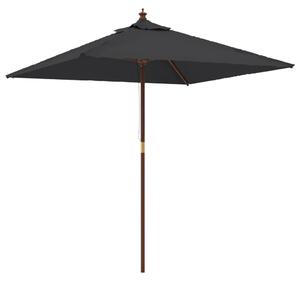 Umbrelă soare de grădină stâlp din lemn negru 198x198x231 cm