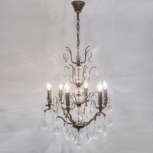 Holländer Candelabru Cristallo, 6 becuri maro-auriu antic, reglabil, Bronz / Alamă Veche, Camera de zi / sufragerie, Metal, Antichitate