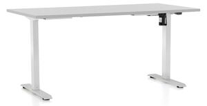 Masa inaltime reglabila OfficeTech A, 160 x 80 cm, bază albă, gri deschis