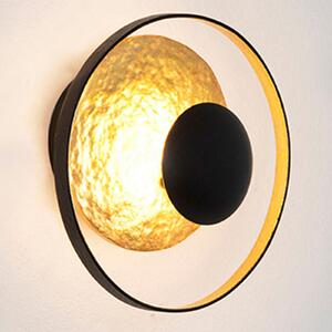 Holländer Aplică de perete Satellite, Ø 19 cm negru-auriu, Negru, Camera de zi / sufragerie, Metal, Modern