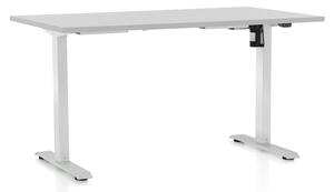 Masa inaltime reglabila OfficeTech A, 140 x 80 cm, bază albă, gri deschis