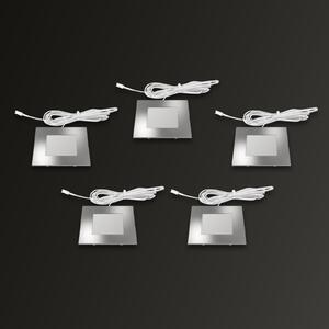 Hera Set 5x spot încast. FQ 68-LED alb cald, unghi., Metalic, Camera de zi / sufragerie, Plastic, Modern, Montarea mobilierului