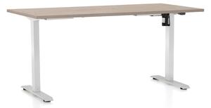 Masa inaltime reglabila OfficeTech A, 160 x 80 cm, bază albă, stejar