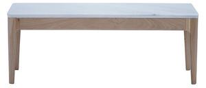 Masuta de cafea, natur, din lemn de stejar si marmura, 90 cm,aspect rustic, Ernest