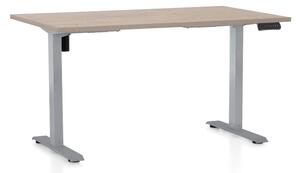 Masa inaltime reglabila OfficeTech B, 140 x 80 cm, bază gri, stejar