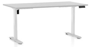 Masa inaltime reglabila OfficeTech B, 160 x 80 cm, bază albă, gri deschis
