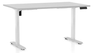 Masa inaltime reglabila OfficeTech B, 140 x 80 cm, bază albă, gri deschis