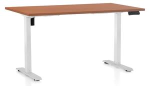 Masa inaltime reglabila OfficeTech B, 140 x 80 cm, bază albă, cireașă