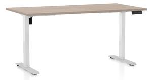 Masa inaltime reglabila OfficeTech B, 160 x 80 cm, bază albă, stejar