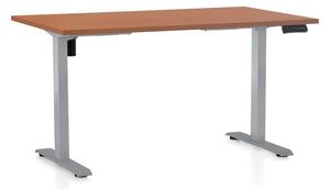 Masa inaltime reglabila OfficeTech B, 140 x 80 cm, bază gri, cireașă