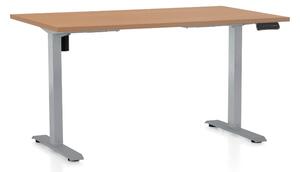 Masa inaltime reglabila OfficeTech B, 140 x 80 cm, bază gri, fag