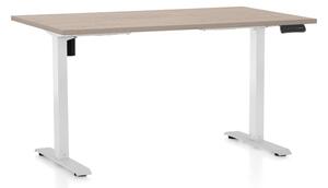 Masa inaltime reglabila OfficeTech B, 140 x 80 cm, bază albă, stejar