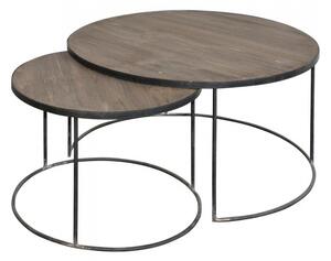 Set 2 masute de cafea, din lemn, D 70 cm, Brooklyn