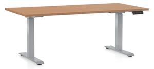 Masa inaltime reglabila OfficeTech D, 160 x 80 cm, bază gri, fag