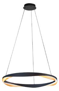HighLight Lampă suspendată LED Ascoli, Ø 85 cm, negru/galben, metal, dimabil, reglabil, Negru, Camera de zi / sufragerie, Metal, Modern