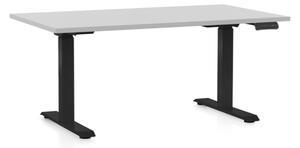 Masa inaltime reglabila OfficeTech D, 140 x 80 cm, bază neagră, gri deschis