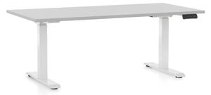 Masa inaltime reglabila OfficeTech D, 160 x 80 cm, bază albă, gri deschis