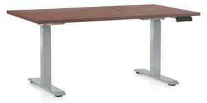 Masa inaltime reglabila OfficeTech D, 140 x 80 cm, bază gri, nuca