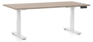 Masa inaltime reglabila OfficeTech D, 160 x 80 cm, bază albă, stejar