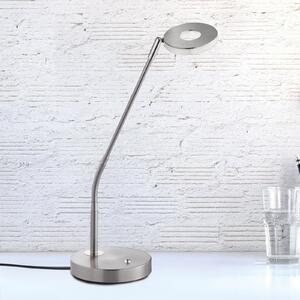 FISCHER & HONSEL Lampă de masă LED Dent, nichel/cromo, 60 cm, metal, CCT 1 bec., reglabil, Gri, Camera de zi / sufragerie, Metal, Modern