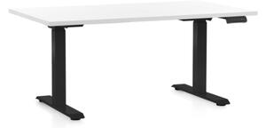 Masa inaltime reglabila OfficeTech D, 140 x 80 cm, bază neagră, alb