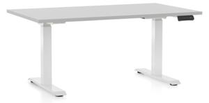Masa inaltime reglabila OfficeTech D, 140 x 80 cm, bază albă, gri deschis