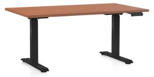 Masa inaltime reglabila OfficeTech D, 140 x 80 cm, bază neagră, cireașă